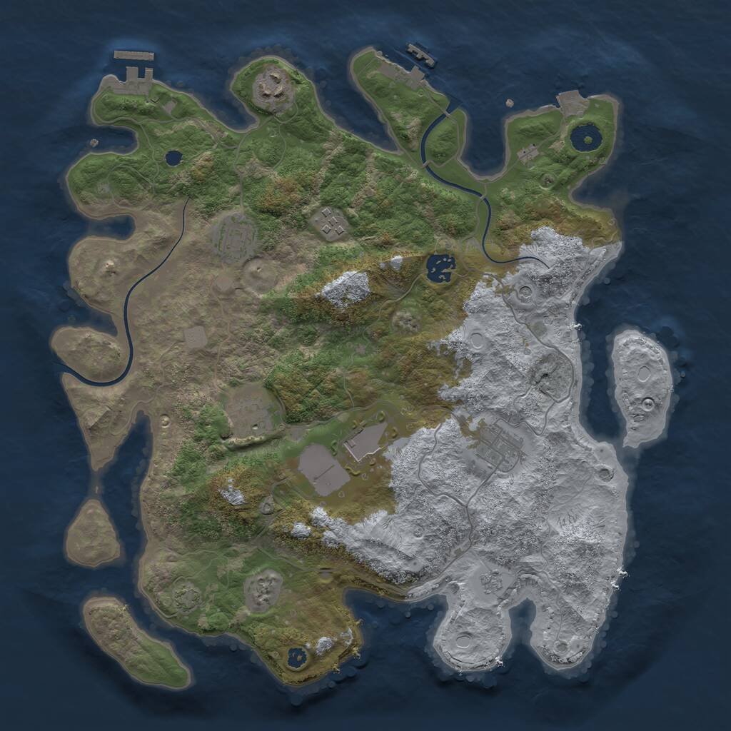 Rust Map: Procedural Map, Size: 3700, Seed: 845376, 13 Monuments