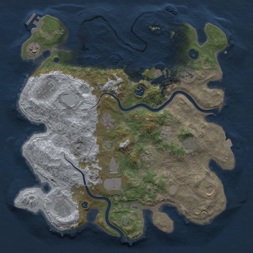 Rust Map: Procedural Map, Size: 3750, Seed: 1109671411, 17 Monuments