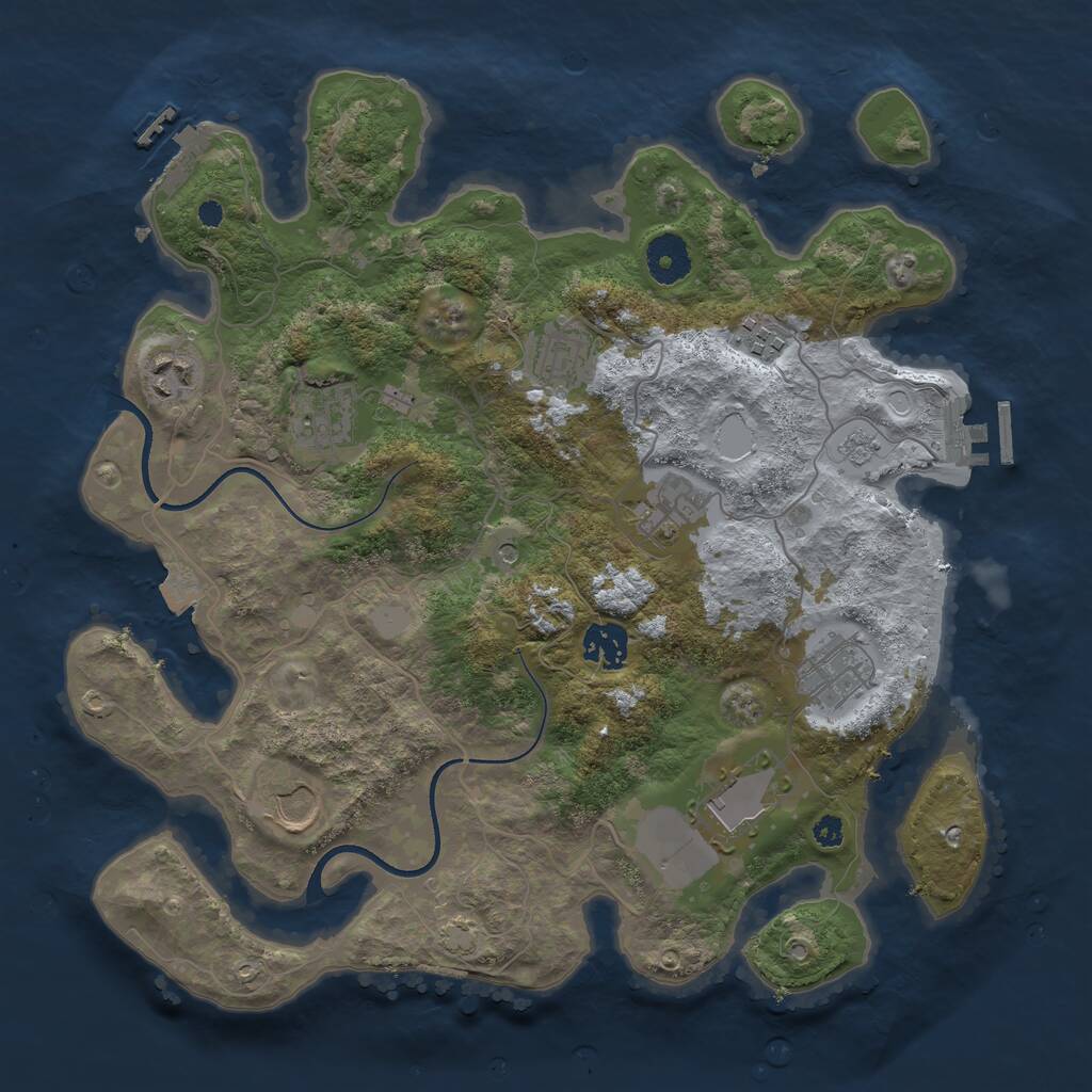 Rust Map: Procedural Map, Size: 3500, Seed: 639135, 15 Monuments