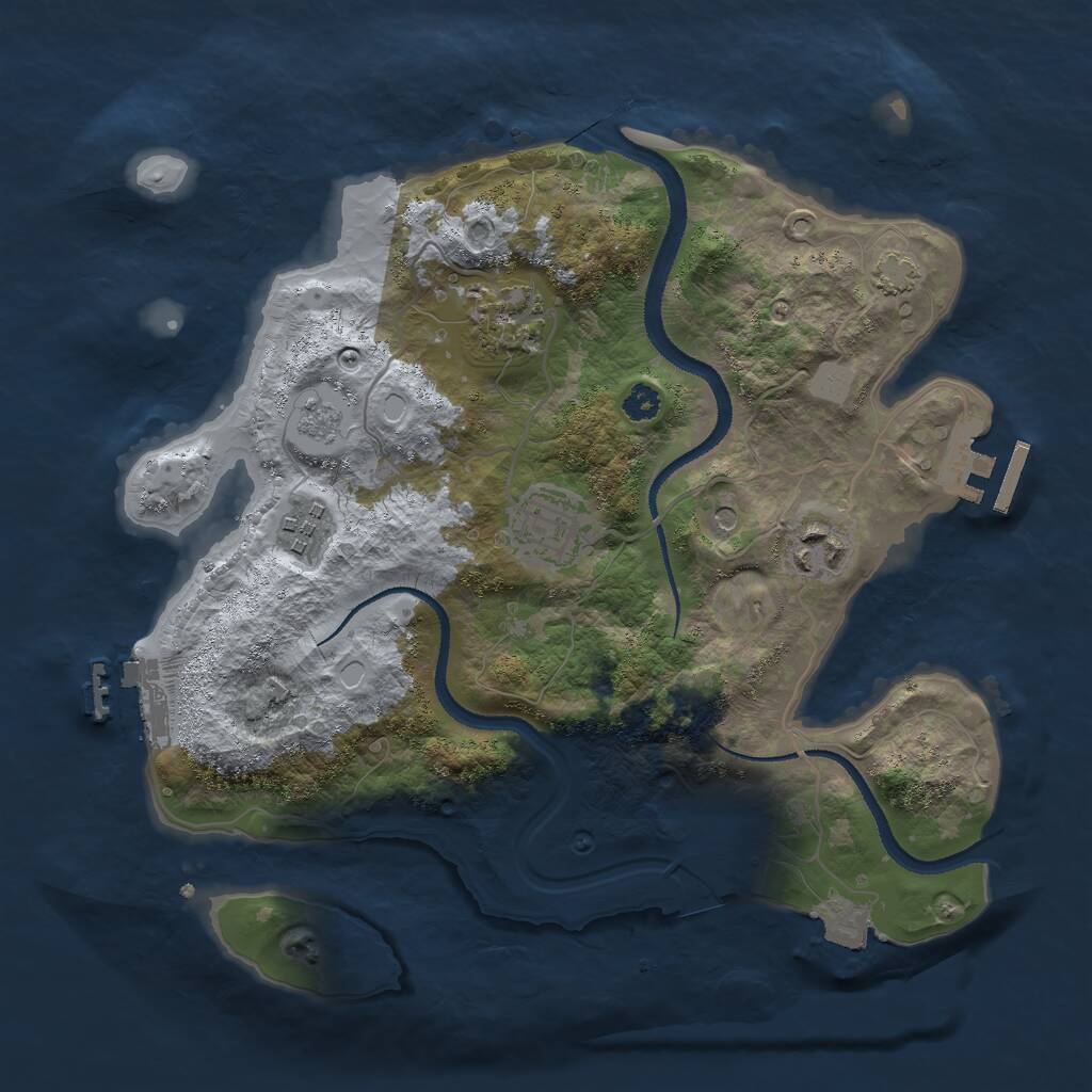 Rust Map: Procedural Map, Size: 3000, Seed: 756636, 10 Monuments
