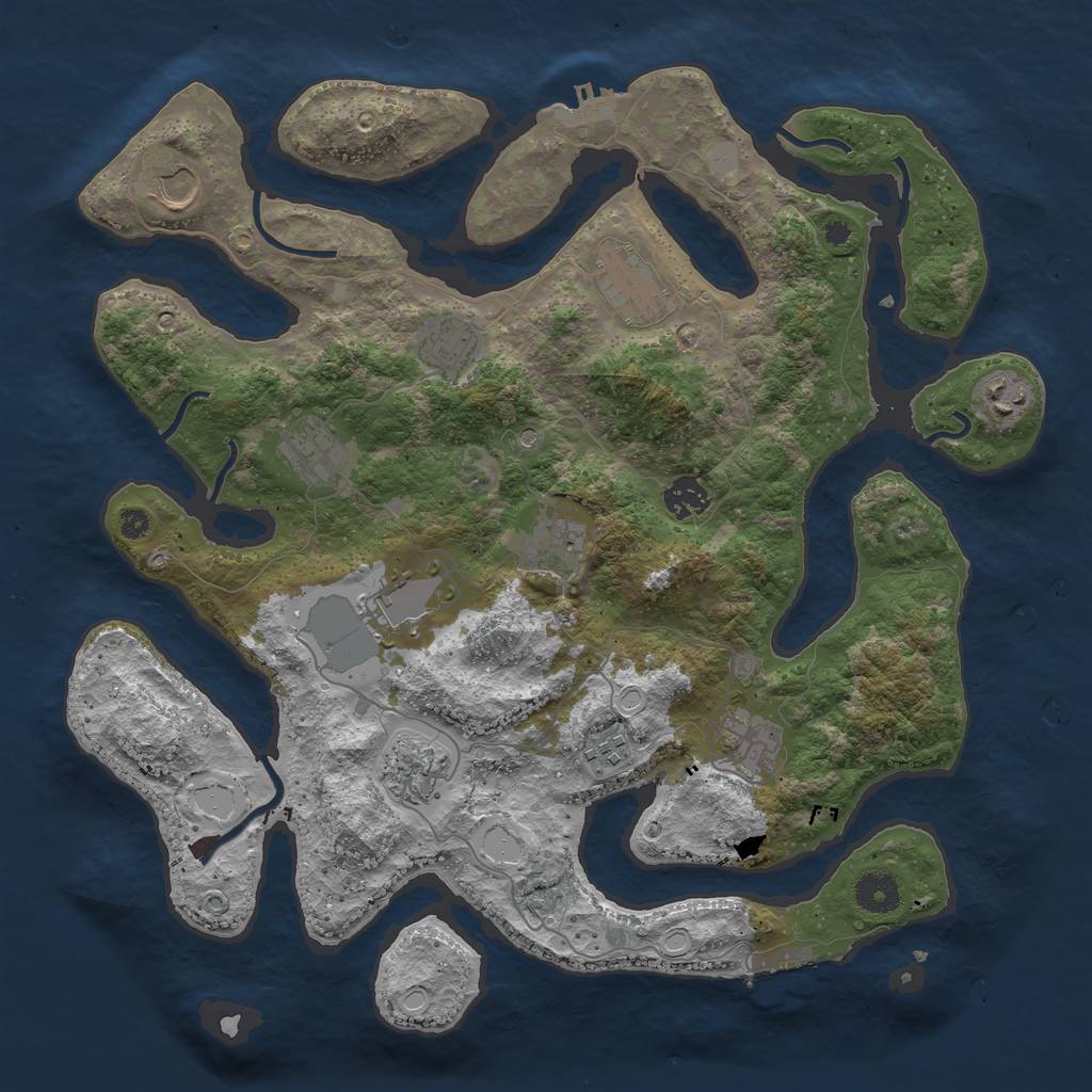 Rust Map: Procedural Map, Size: 3850, Seed: 1119139653, 19 Monuments