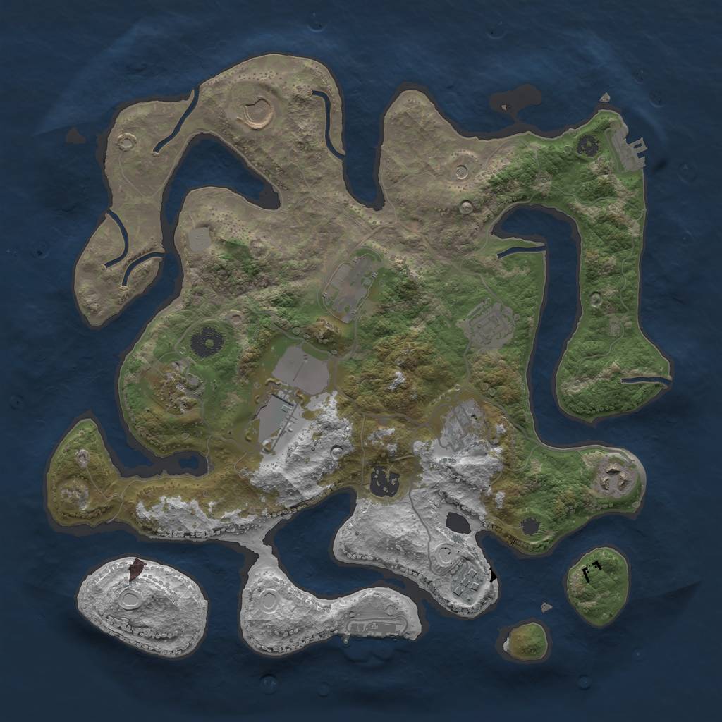 Rust Map: Procedural Map, Size: 3500, Seed: 356452437, 17 Monuments