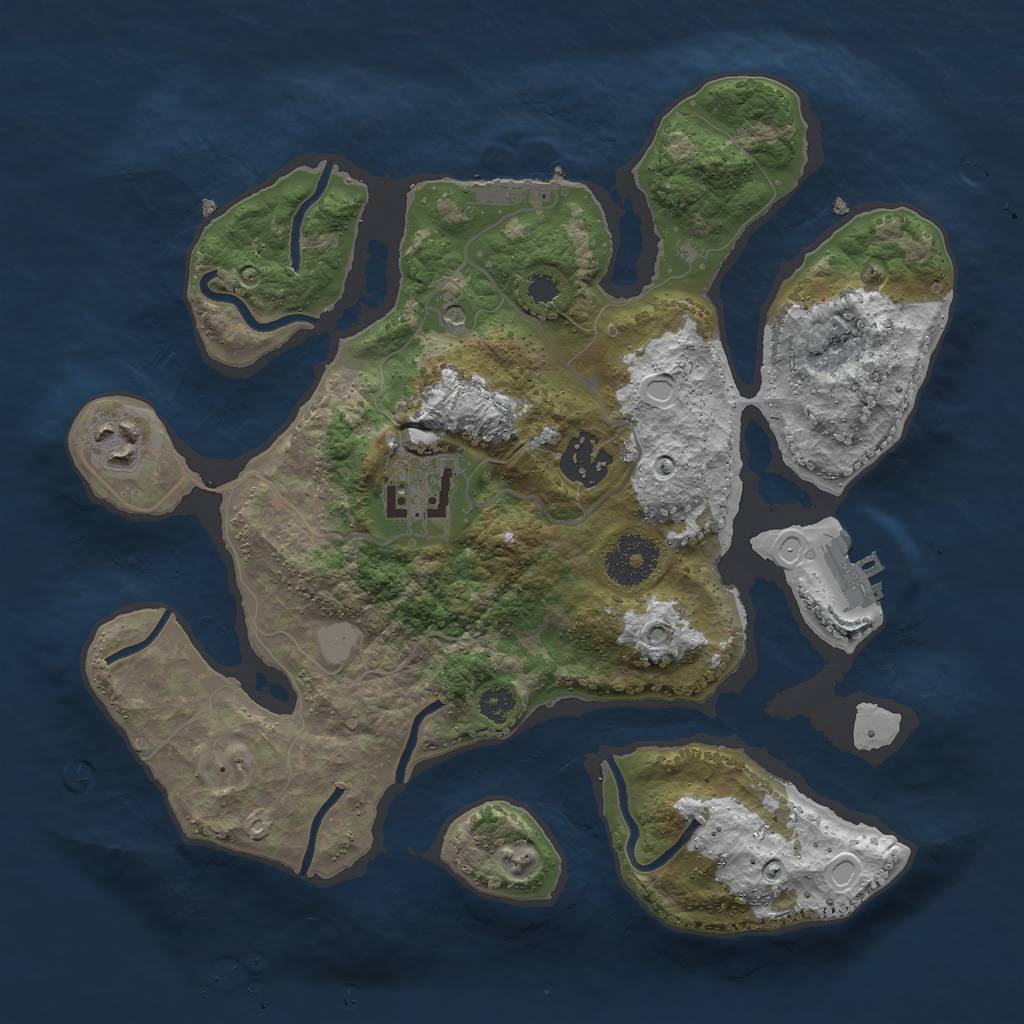 Rust Map: Procedural Map, Size: 3000, Seed: 965283871, 11 Monuments