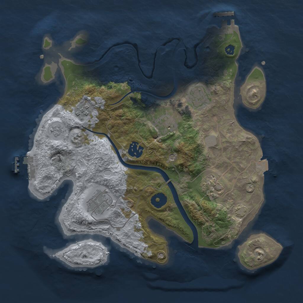 Rust Map: Procedural Map, Size: 3000, Seed: 489451, 12 Monuments