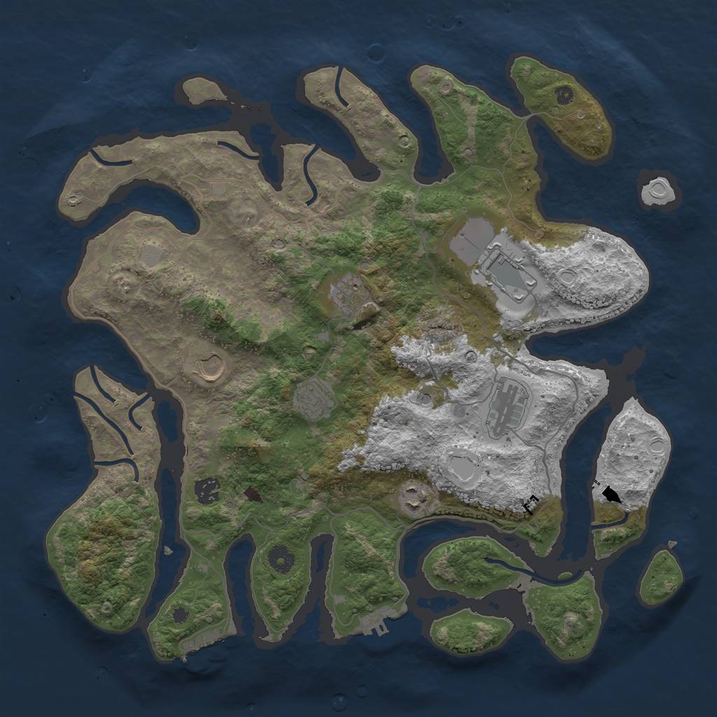 Rust Map: Procedural Map, Size: 4000, Seed: 674546, 15 Monuments