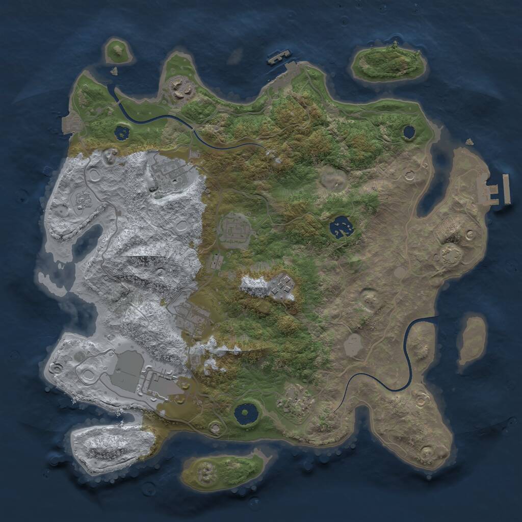 Rust Map: Procedural Map, Size: 3500, Seed: 1842772158, 14 Monuments