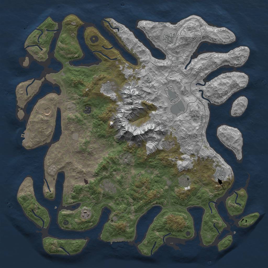 Rust Map: Procedural Map, Size: 5000, Seed: 2342352, 19 Monuments