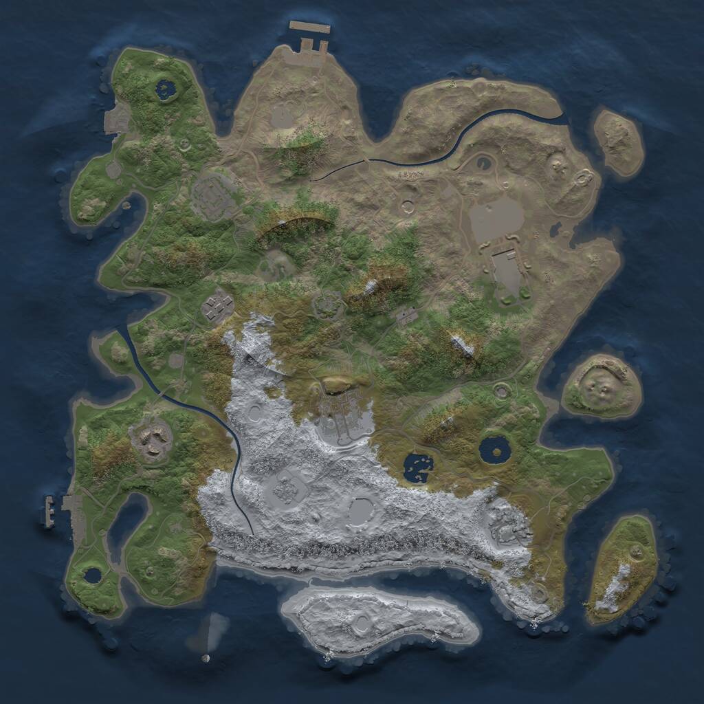Rust Map: Procedural Map, Size: 3500, Seed: 1467091771, 13 Monuments