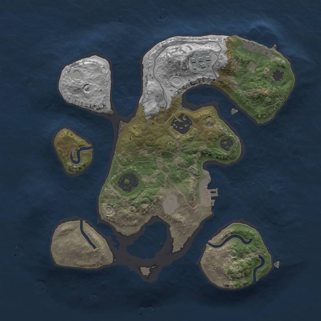 Rust Map: Procedural Map, Size: 2500, Seed: 593335632, 9 Monuments