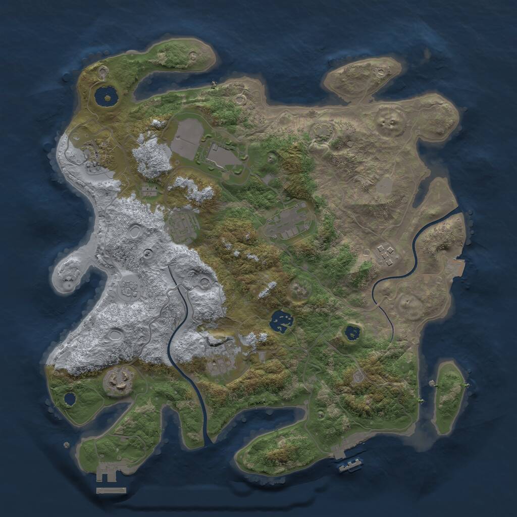 Rust Map: Procedural Map, Size: 3500, Seed: 968892782, 14 Monuments