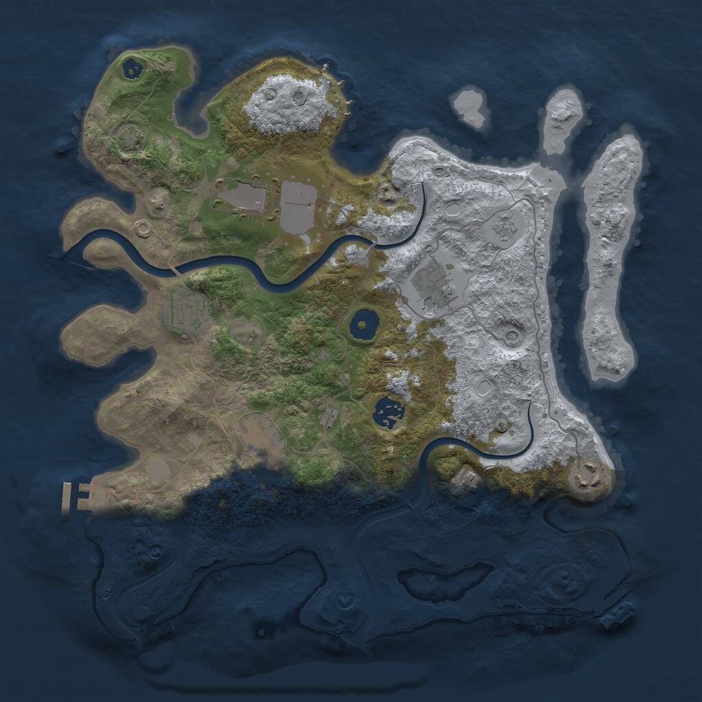 Rust Map: Procedural Map, Size: 3500, Seed: 1440126362, 13 Monuments