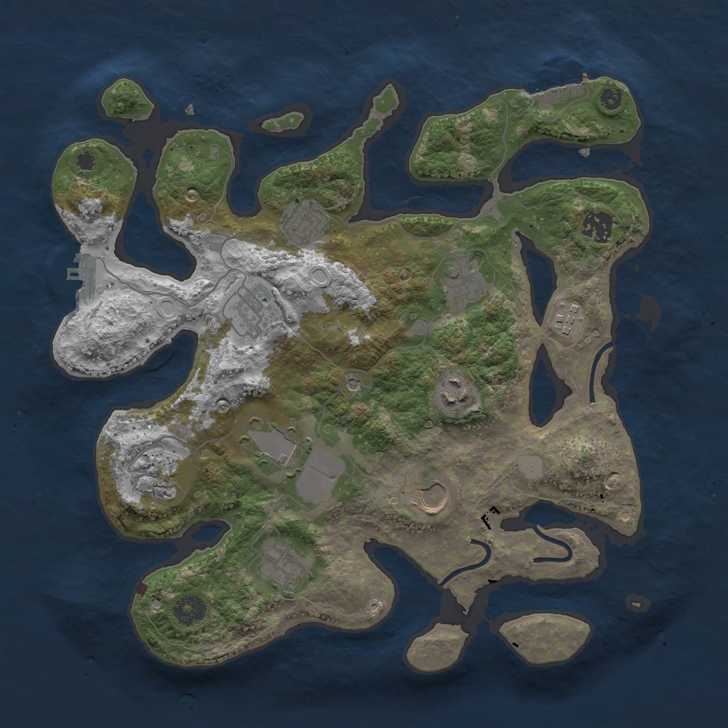 Rust Map: Procedural Map, Size: 3500, Seed: 159505124, 18 Monuments