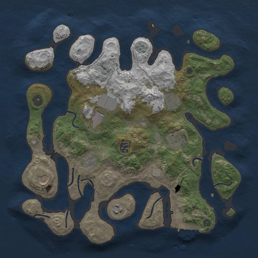 Rust Map: Procedural Map, Size: 3550, Seed: 677420, 15 Monuments