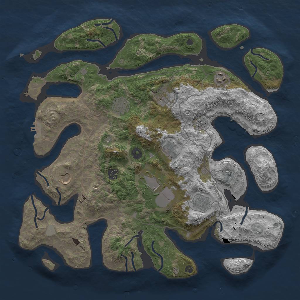 Rust Map: Procedural Map, Size: 4000, Seed: 33669988, 17 Monuments