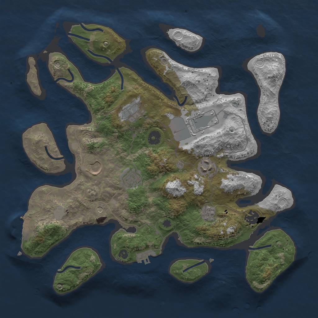 Rust Map: Procedural Map, Size: 3500, Seed: 30135, 15 Monuments