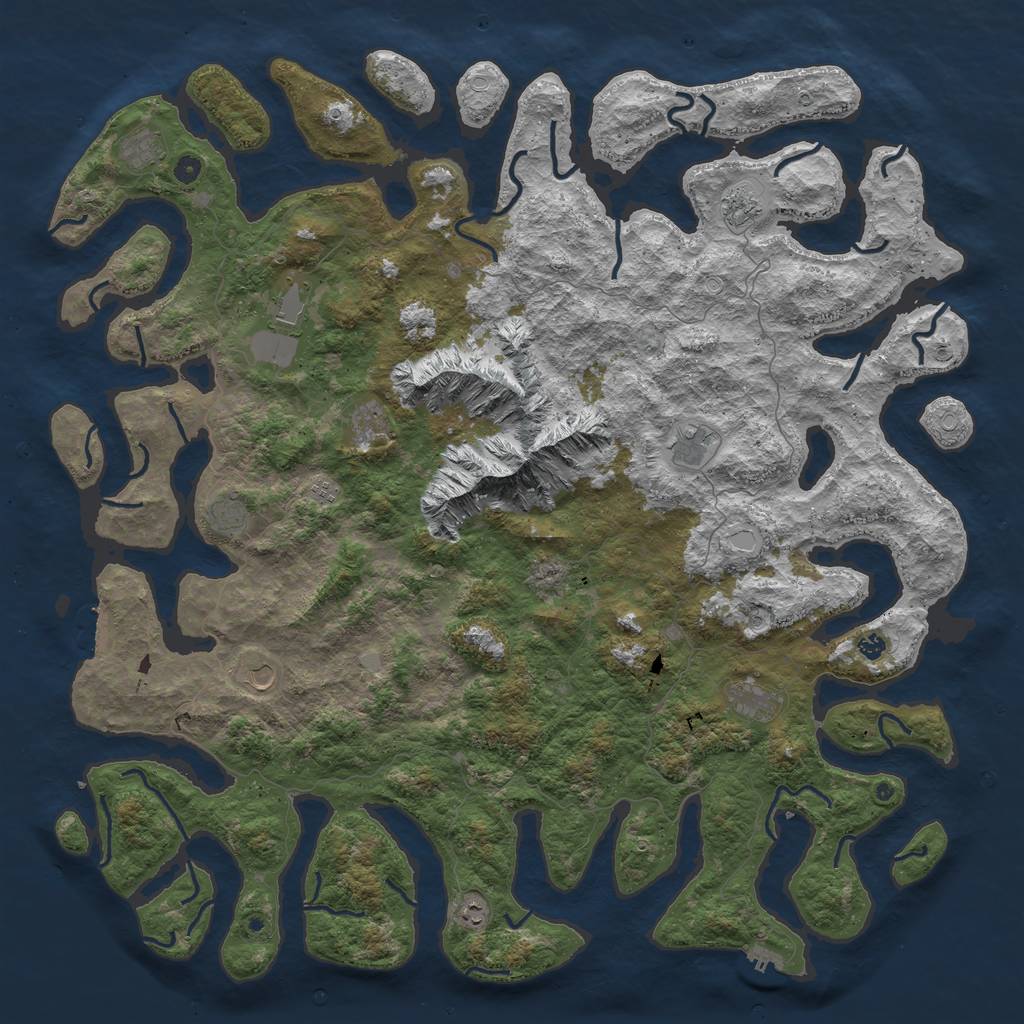 Rust Map: Procedural Map, Size: 6000, Seed: 704146628, 19 Monuments