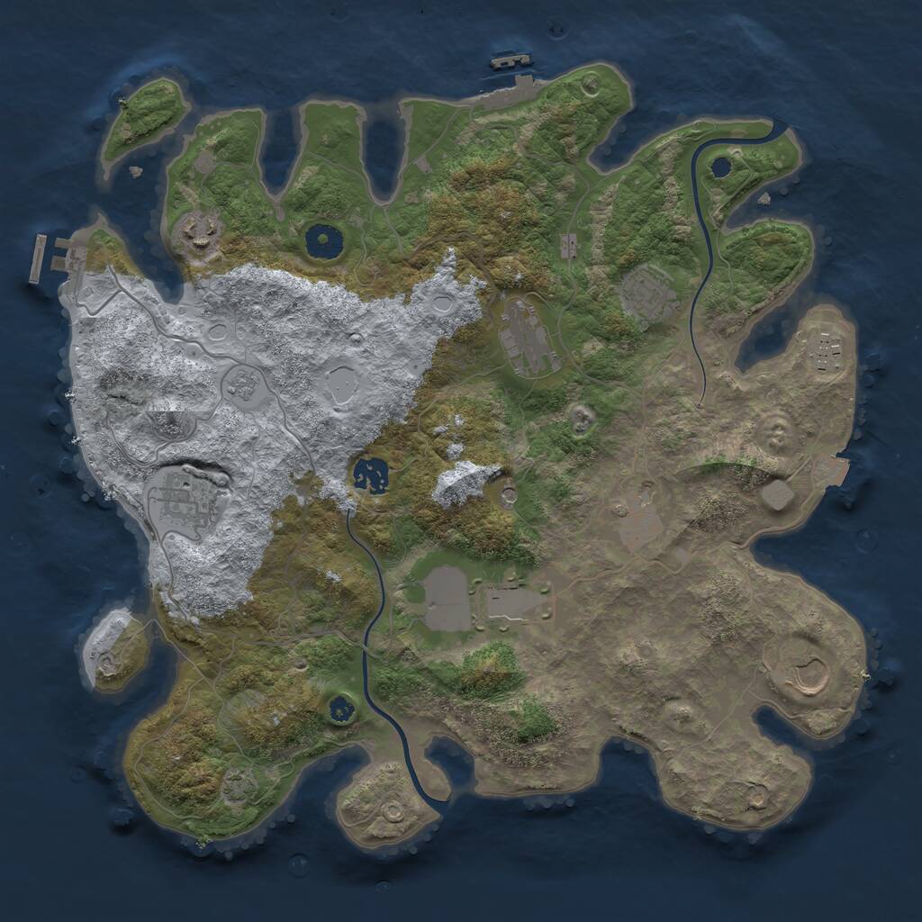 Rust Map: Procedural Map, Size: 3750, Seed: 1388246654, 15 Monuments