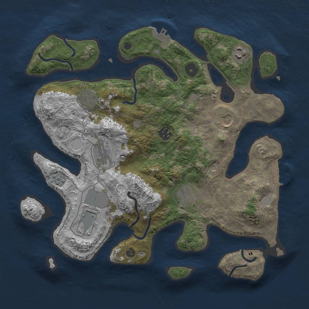 Rust Map: Procedural Map, Size: 3550, Seed: 331336, 16 Monuments
