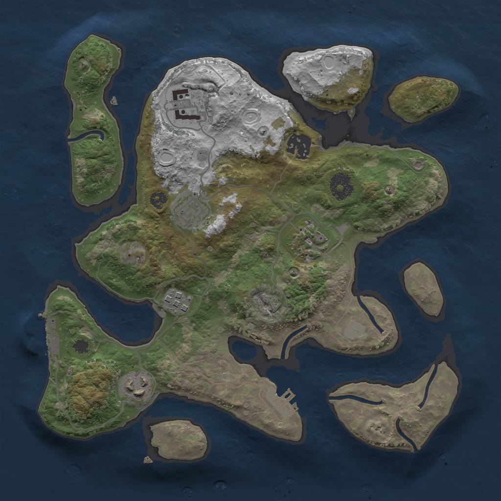 Rust Map: Procedural Map, Size: 3000, Seed: 157201269, 13 Monuments
