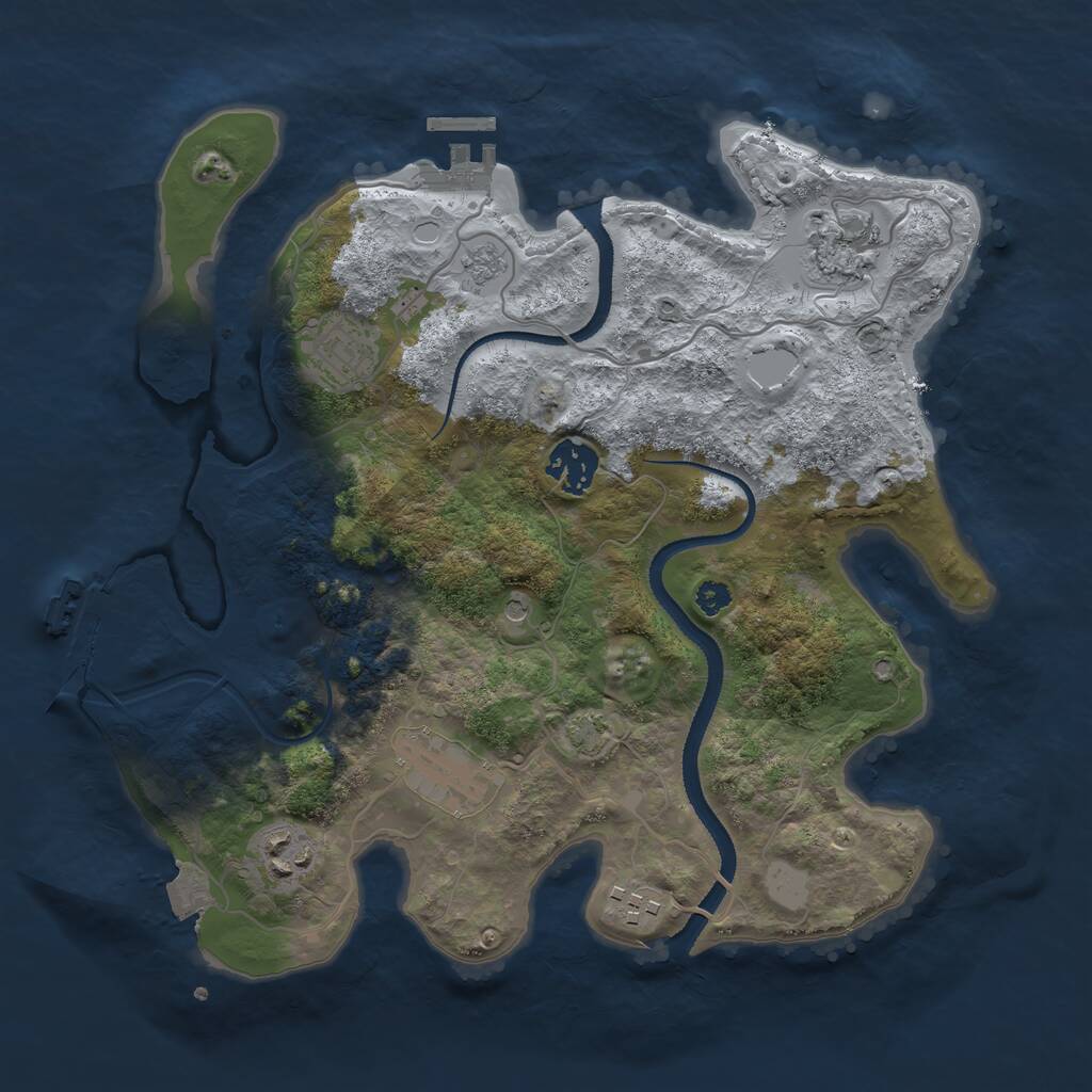 Rust Map: Procedural Map, Size: 3200, Seed: 928947163, 12 Monuments