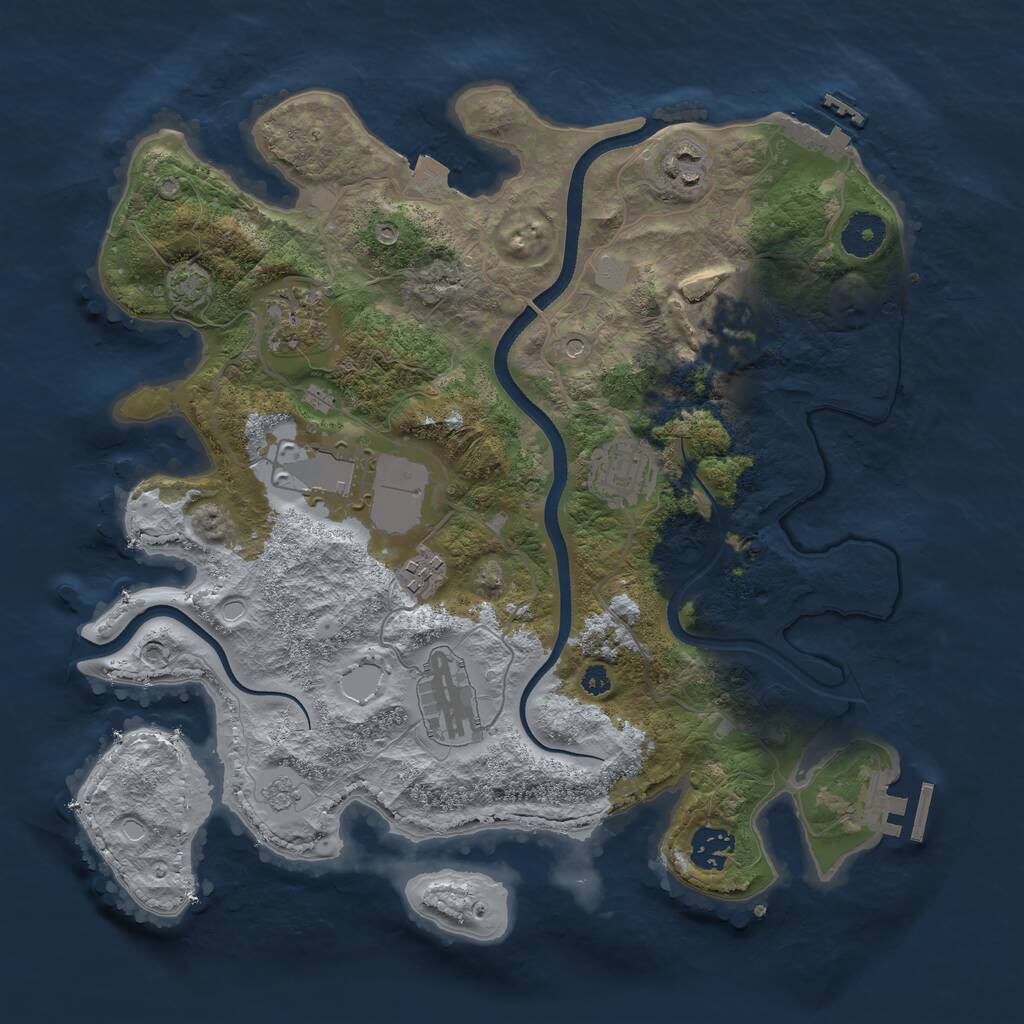 Rust Map: Procedural Map, Size: 3500, Seed: 130657, 14 Monuments