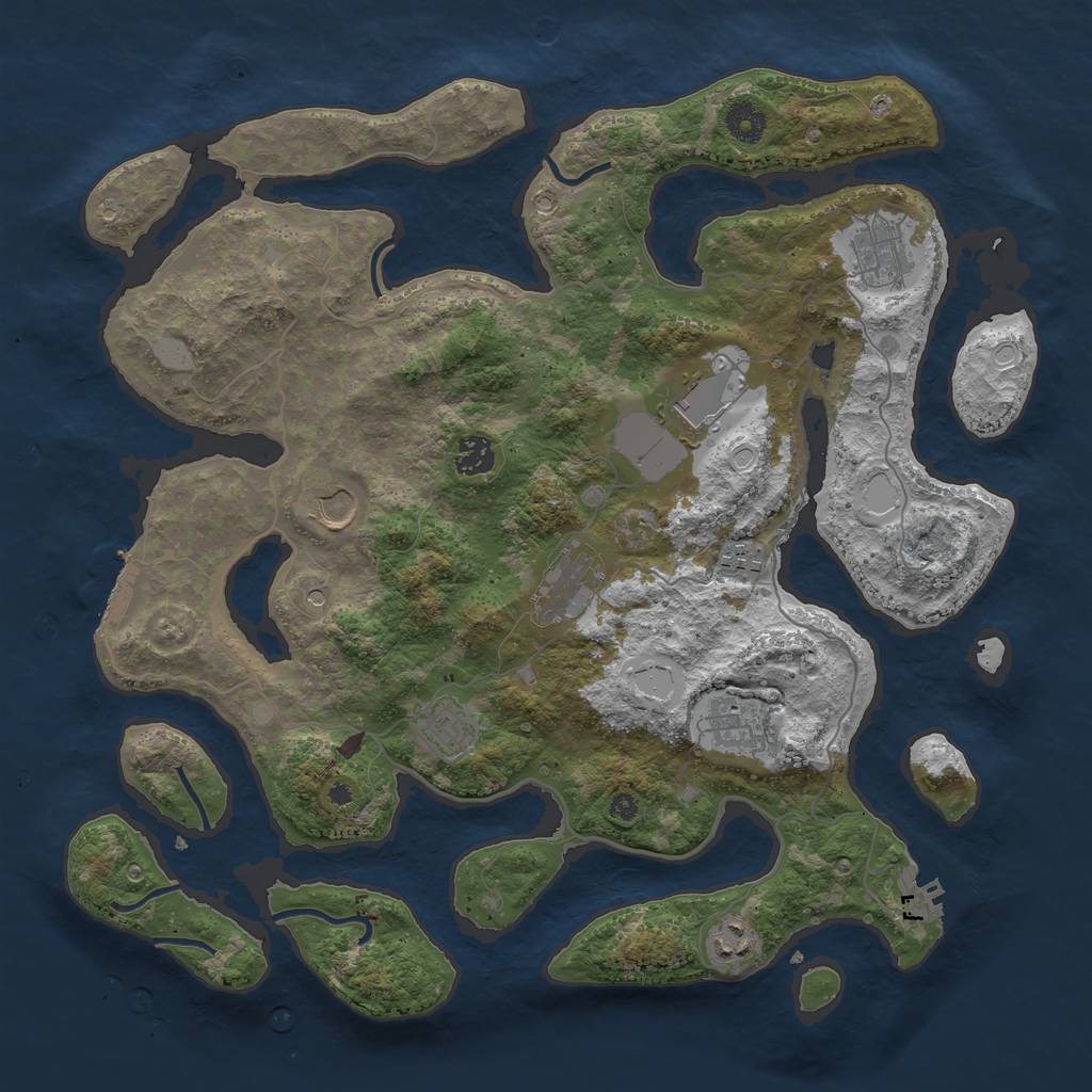 Rust Map: Procedural Map, Size: 4000, Seed: 11848, 17 Monuments