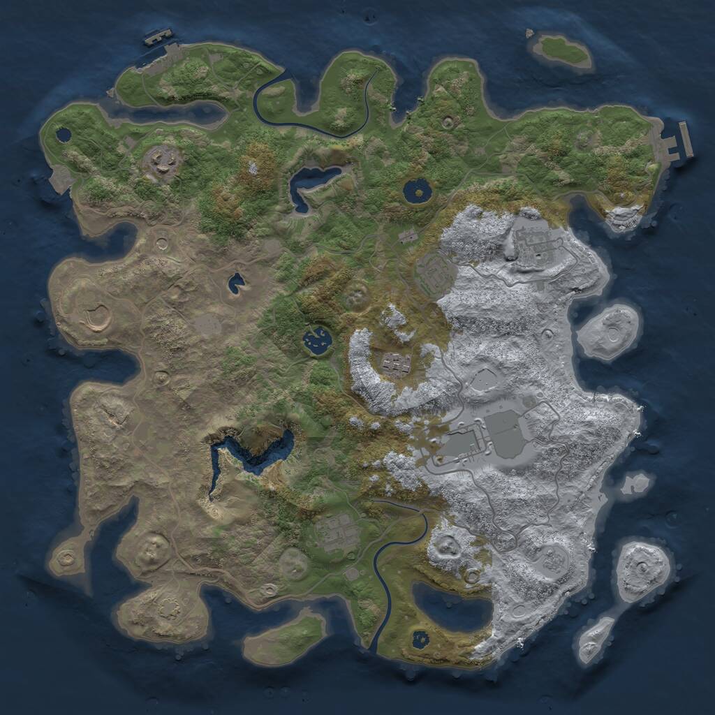 Rust Map: Procedural Map, Size: 4000, Seed: 1592372874, 14 Monuments
