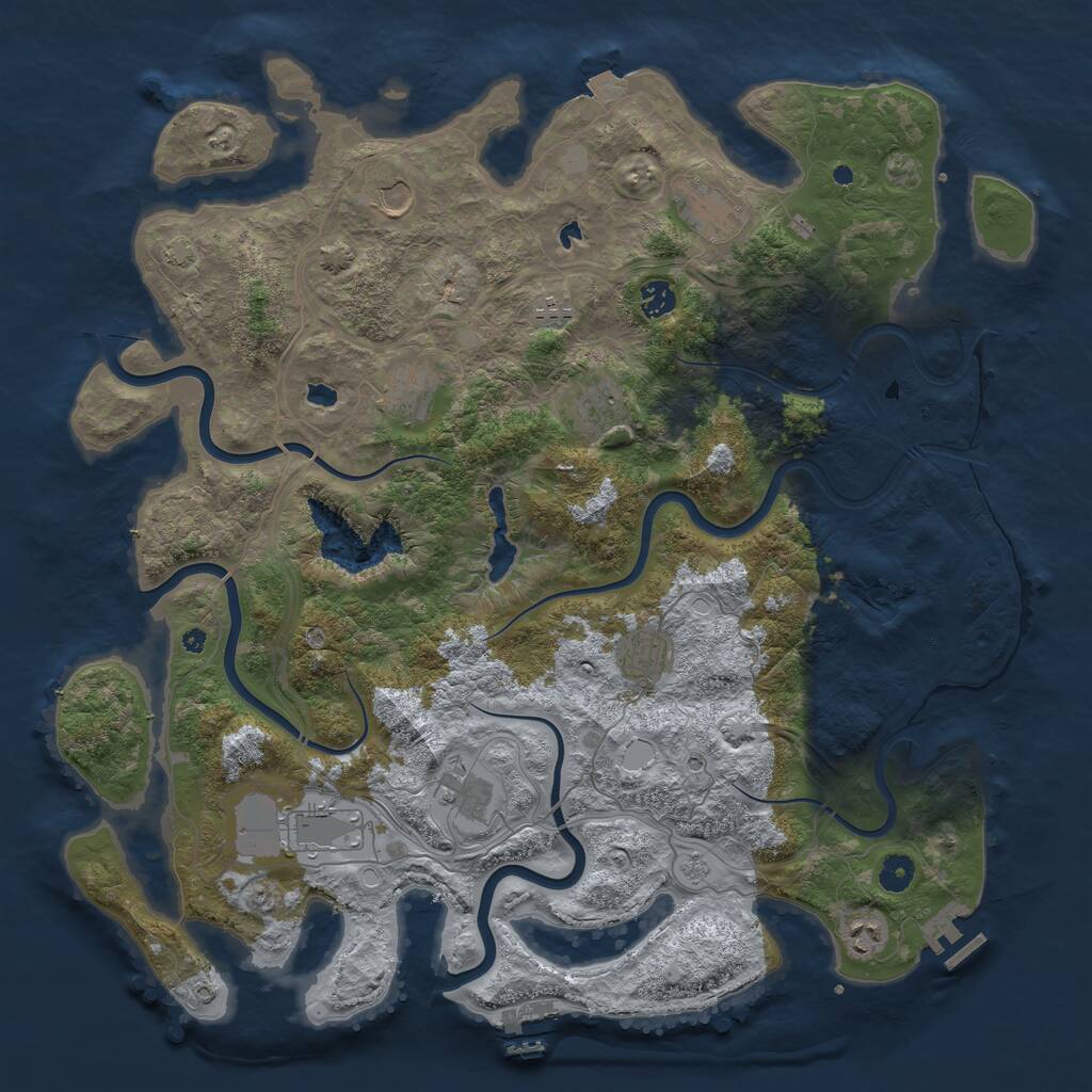 Rust Map: Procedural Map, Size: 4500, Seed: 368172638, 16 Monuments