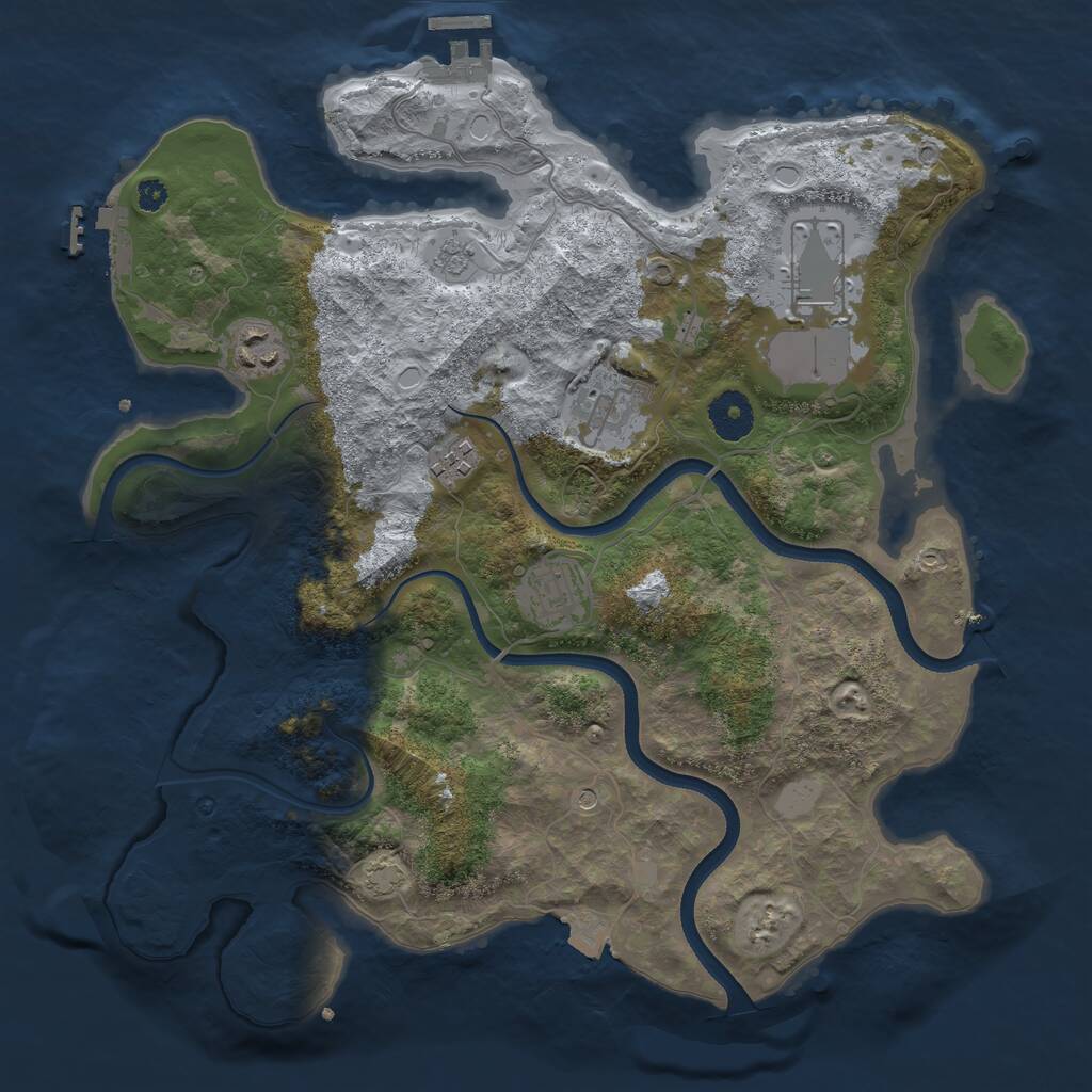 Rust Map: Procedural Map, Size: 3500, Seed: 230926604, 11 Monuments