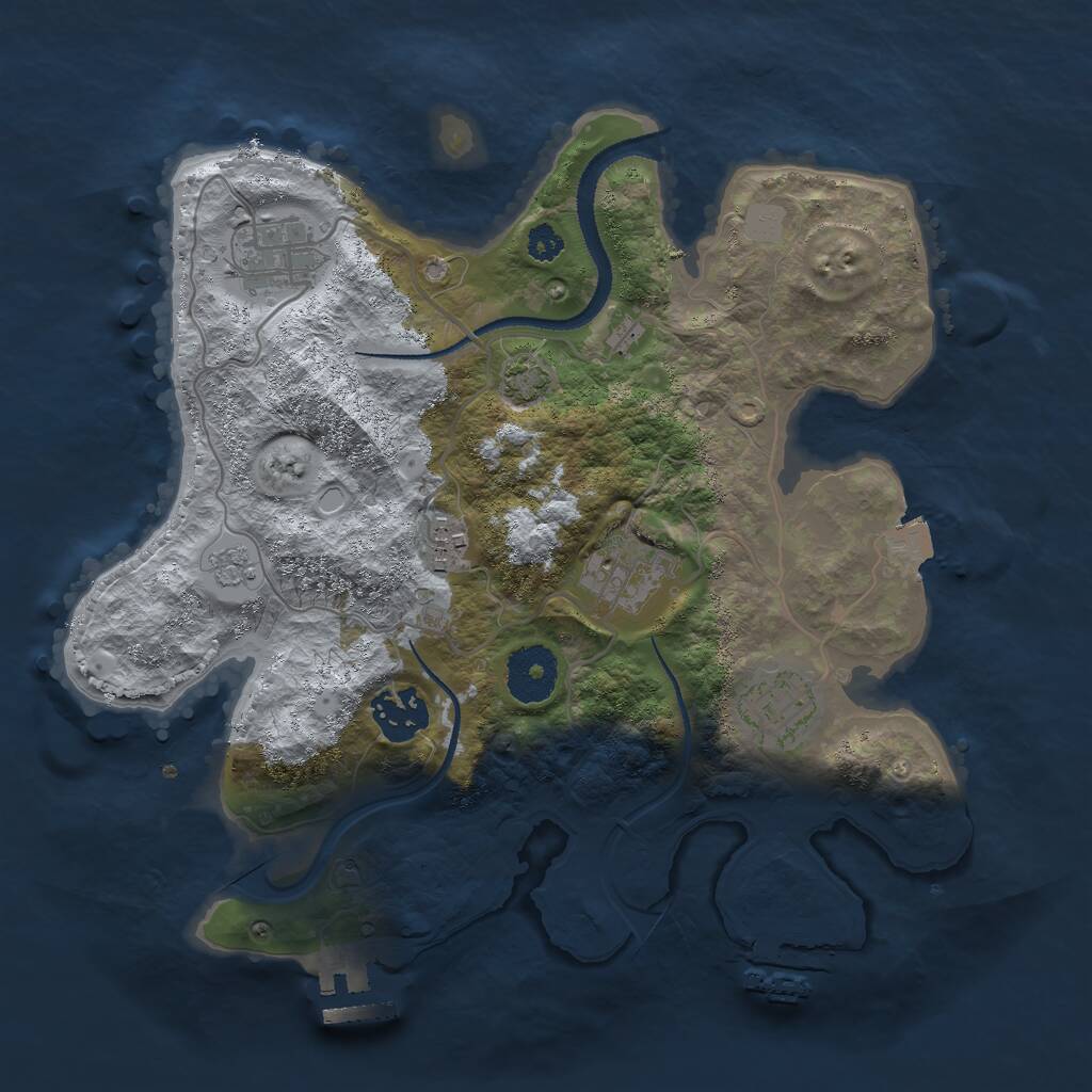 Rust Map: Procedural Map, Size: 3000, Seed: 99997, 10 Monuments