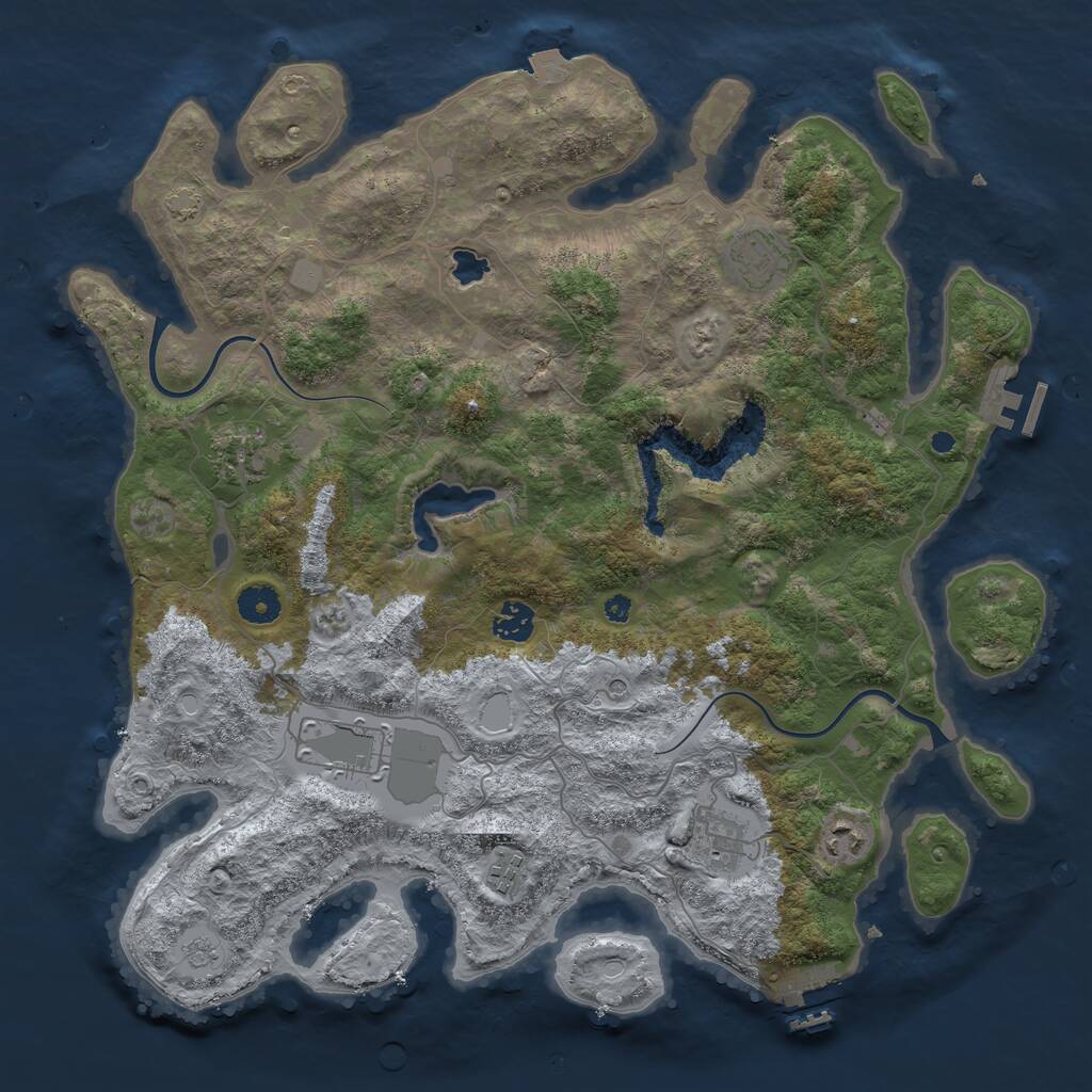 Rust Map: Procedural Map, Size: 4000, Seed: 262000404, 13 Monuments