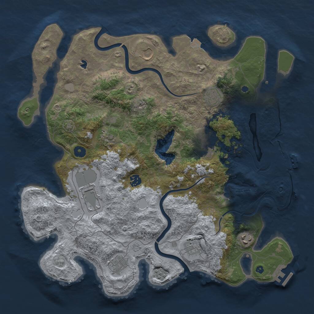 Rust Map: Procedural Map, Size: 4000, Seed: 24975, 16 Monuments