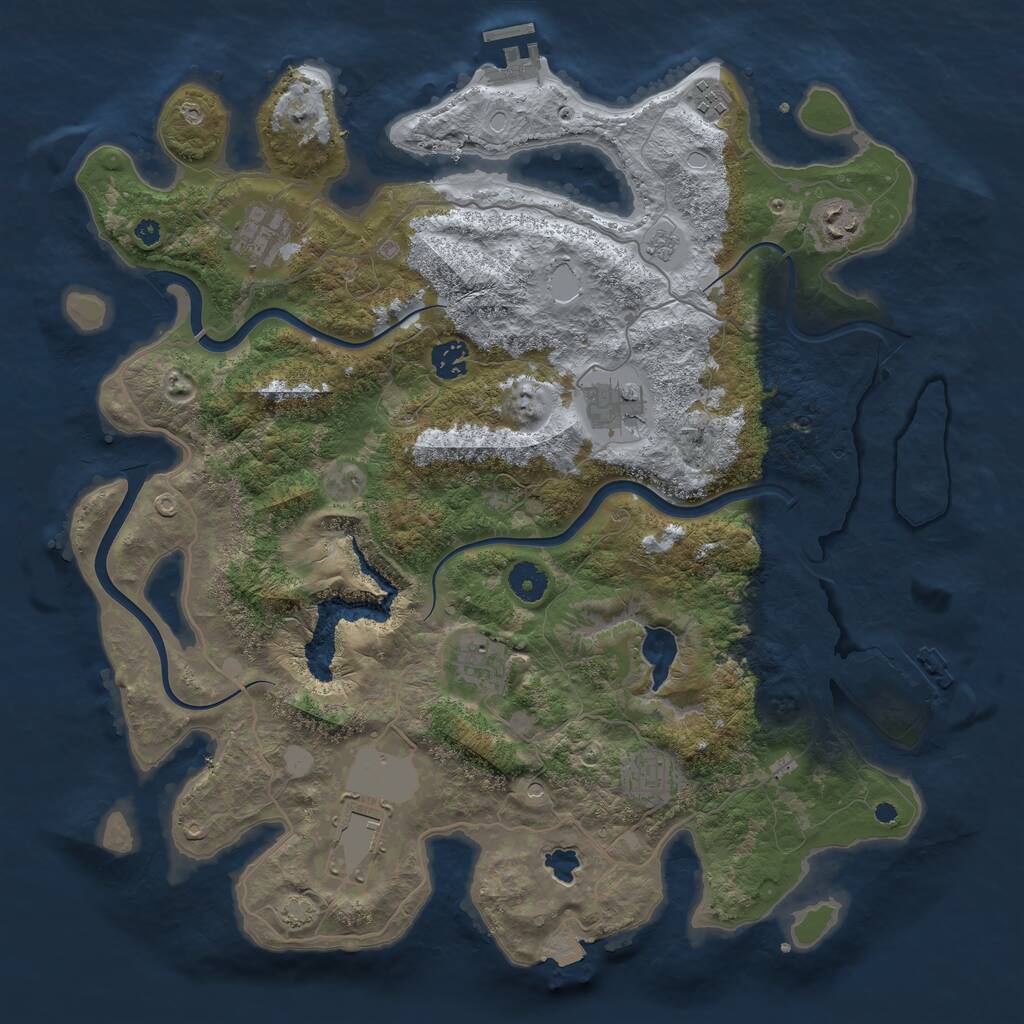 Rust Map: Procedural Map, Size: 4000, Seed: 953939522, 14 Monuments