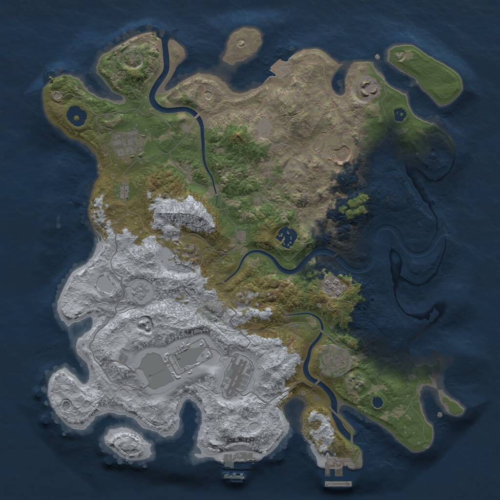 Rust Map: Procedural Map, Size: 3768, Seed: 8888, 15 Monuments