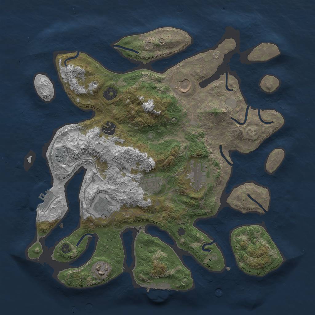 Rust Map: Procedural Map, Size: 3500, Seed: 124510567, 14 Monuments