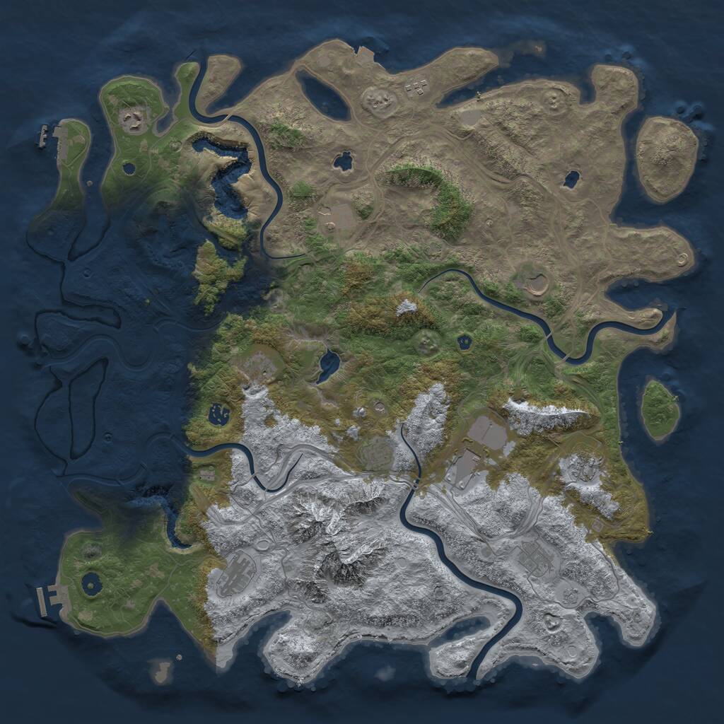 Rust Map: Procedural Map, Size: 5000, Seed: 32856, 17 Monuments