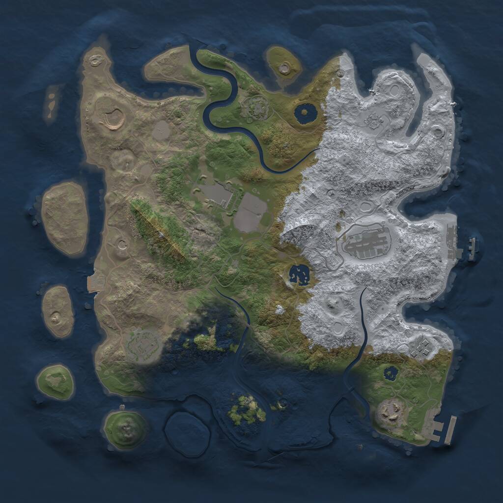 Rust Map: Procedural Map, Size: 3500, Seed: 34325, 13 Monuments