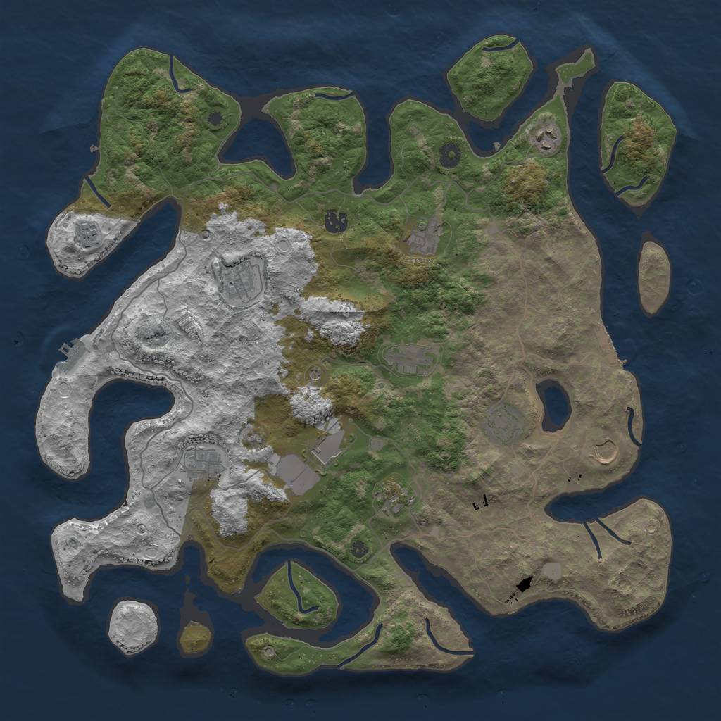 Rust Map: Procedural Map, Size: 4500, Seed: 306430878, 19 Monuments