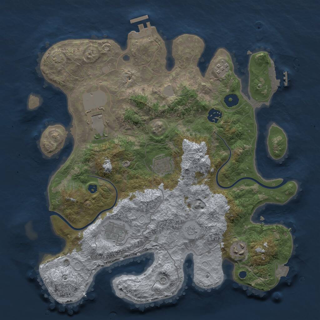 Rust Map: Procedural Map, Size: 3500, Seed: 1161751940, 12 Monuments