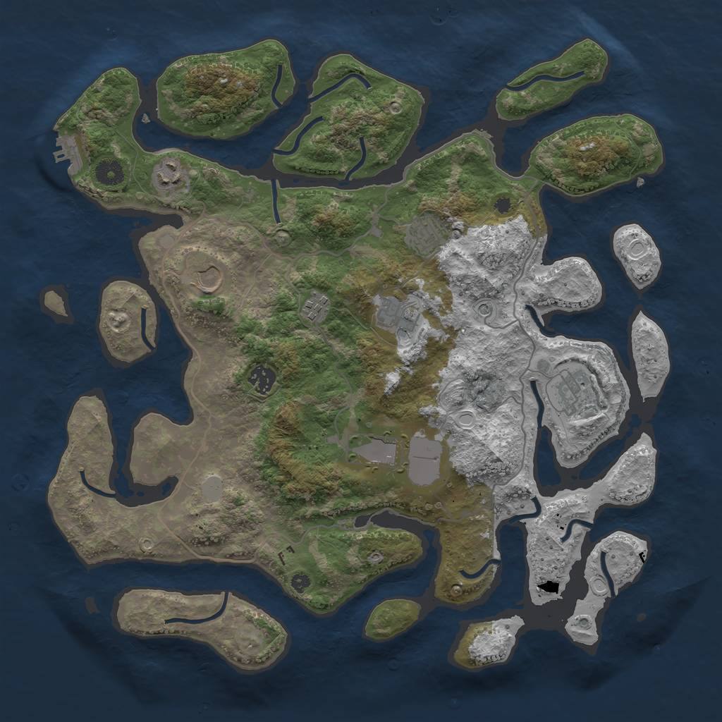 Rust Map: Procedural Map, Size: 4000, Seed: 1870527931, 15 Monuments