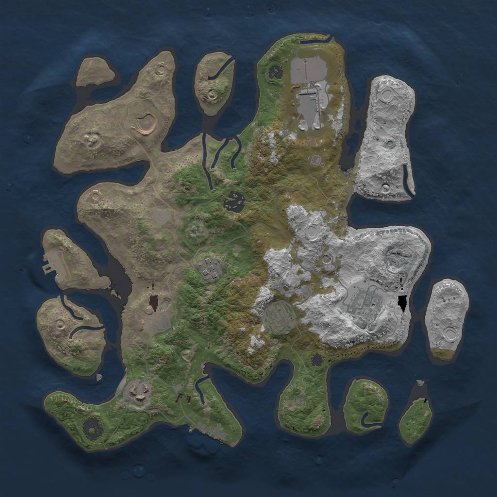 Rust Map: Procedural Map, Size: 3500, Seed: 816795474, 16 Monuments