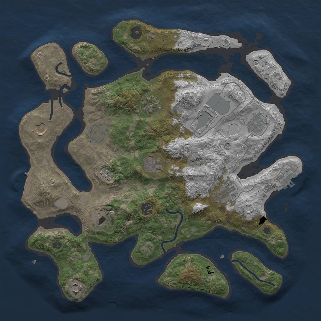 Rust Map: Procedural Map, Size: 3850, Seed: 1938511693, 19 Monuments