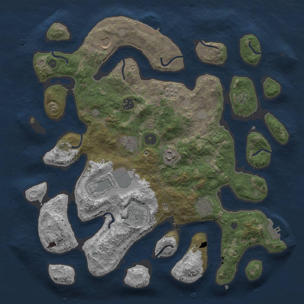 Rust Map: Procedural Map, Size: 3875, Seed: 1719488570, 16 Monuments