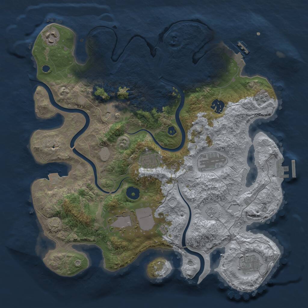 Rust Map: Procedural Map, Size: 3500, Seed: 31221, 14 Monuments
