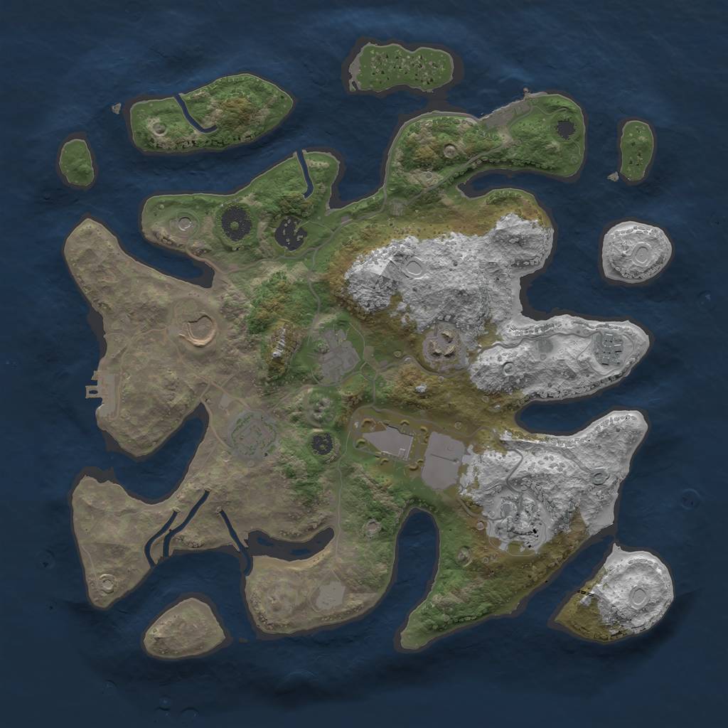 Rust Map: Procedural Map, Size: 3500, Seed: 147403168, 16 Monuments