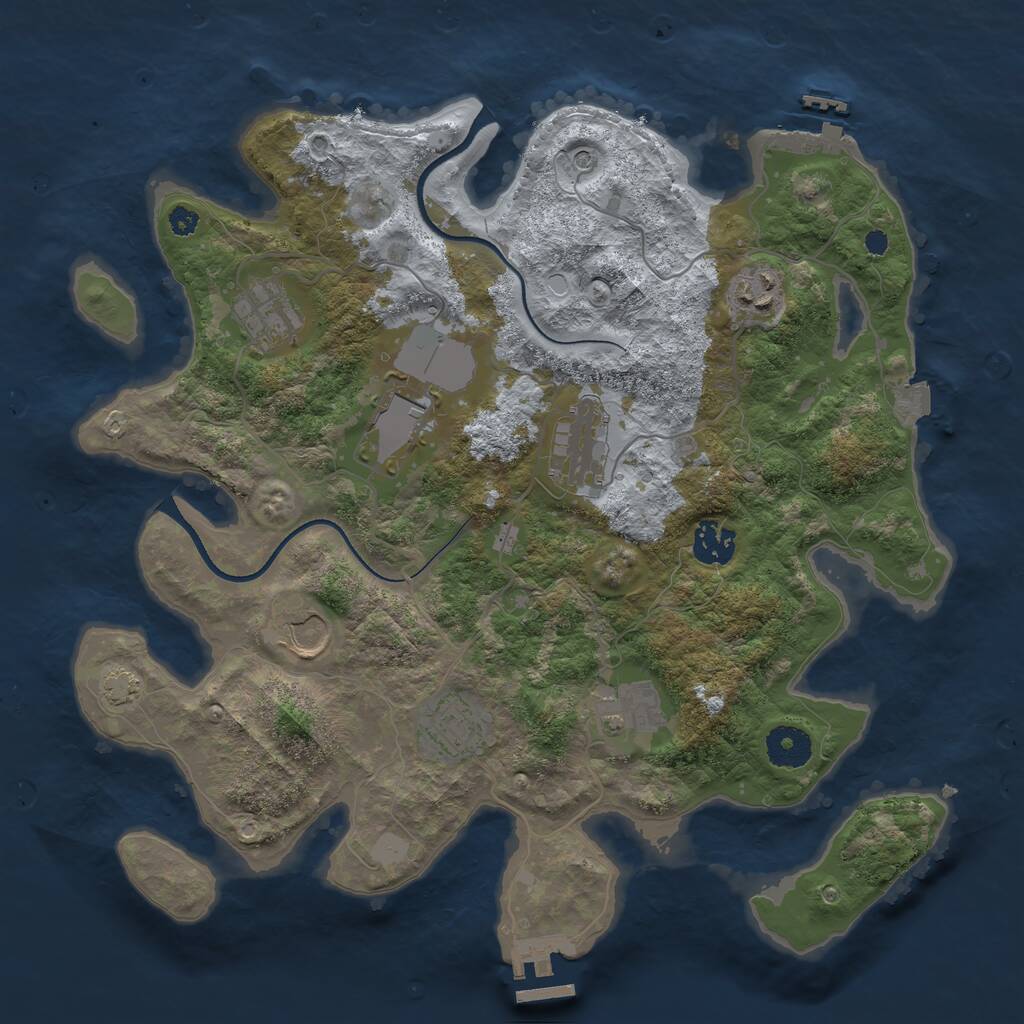 Rust Map: Procedural Map, Size: 3500, Seed: 283867317, 13 Monuments