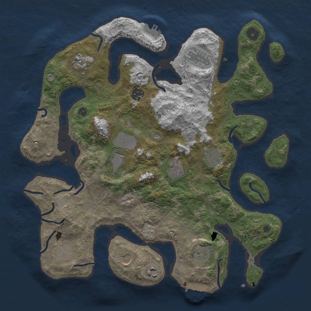 Rust Map: Procedural Map, Size: 3850, Seed: 403814076, 19 Monuments
