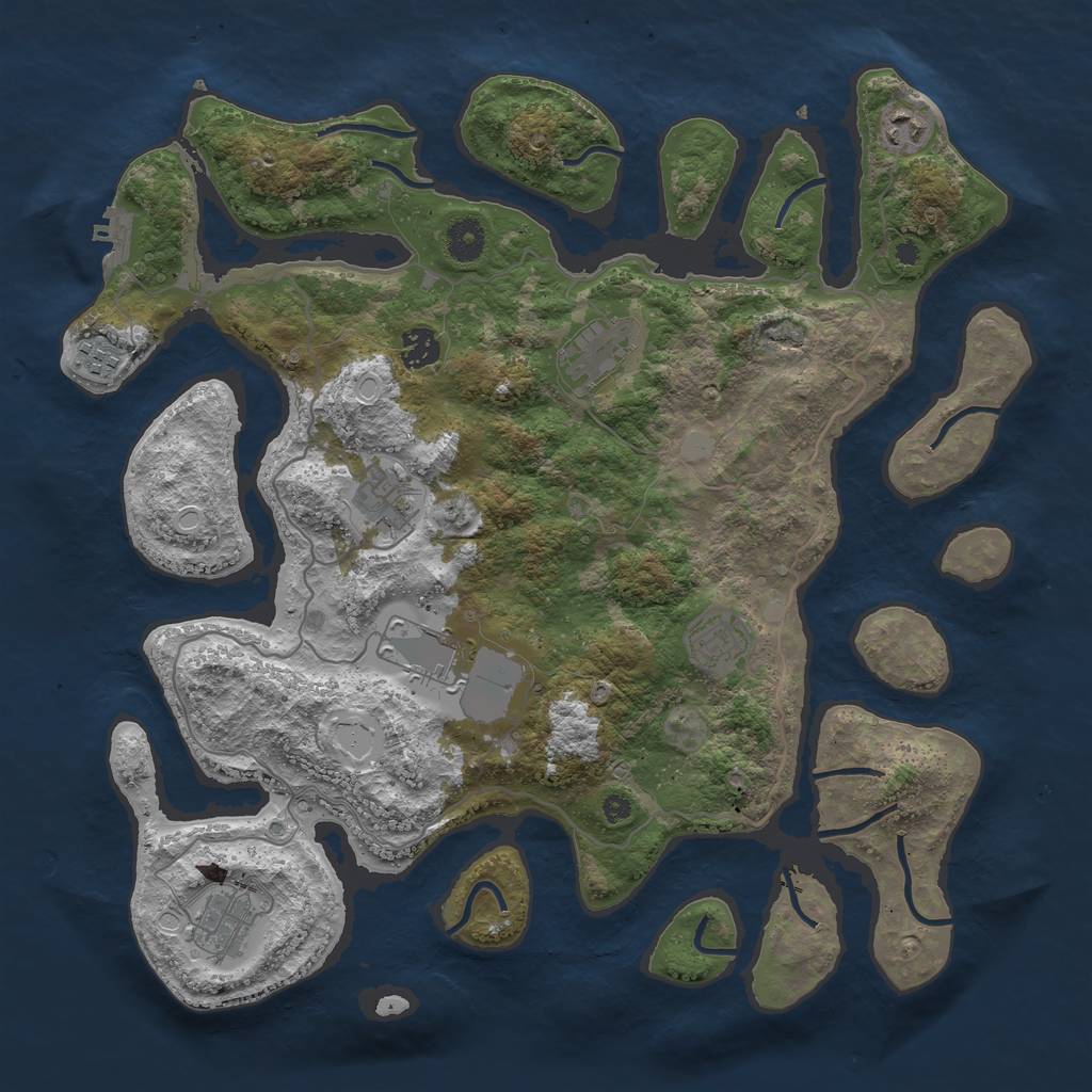 Rust Map: Procedural Map, Size: 4000, Seed: 83829, 14 Monuments
