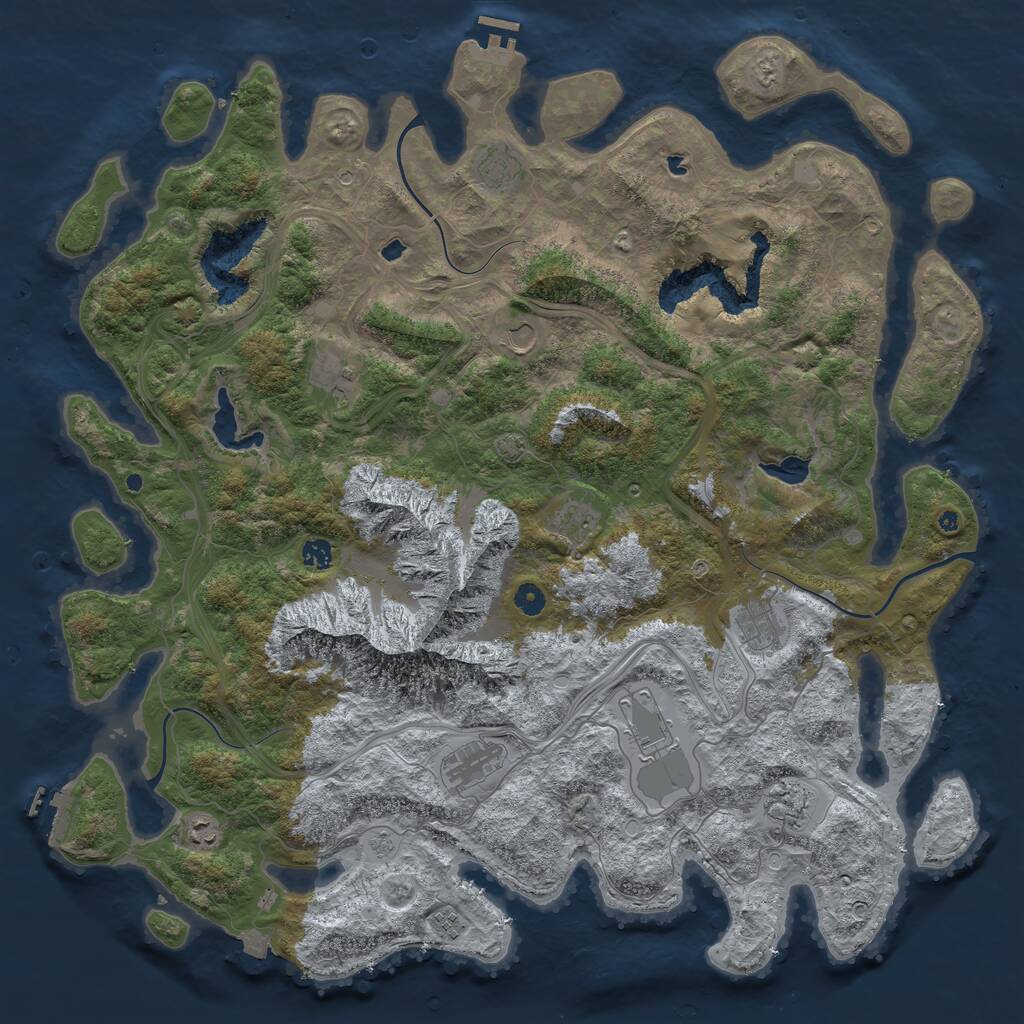 Rust Map: Procedural Map, Size: 5000, Seed: 384082409, 17 Monuments