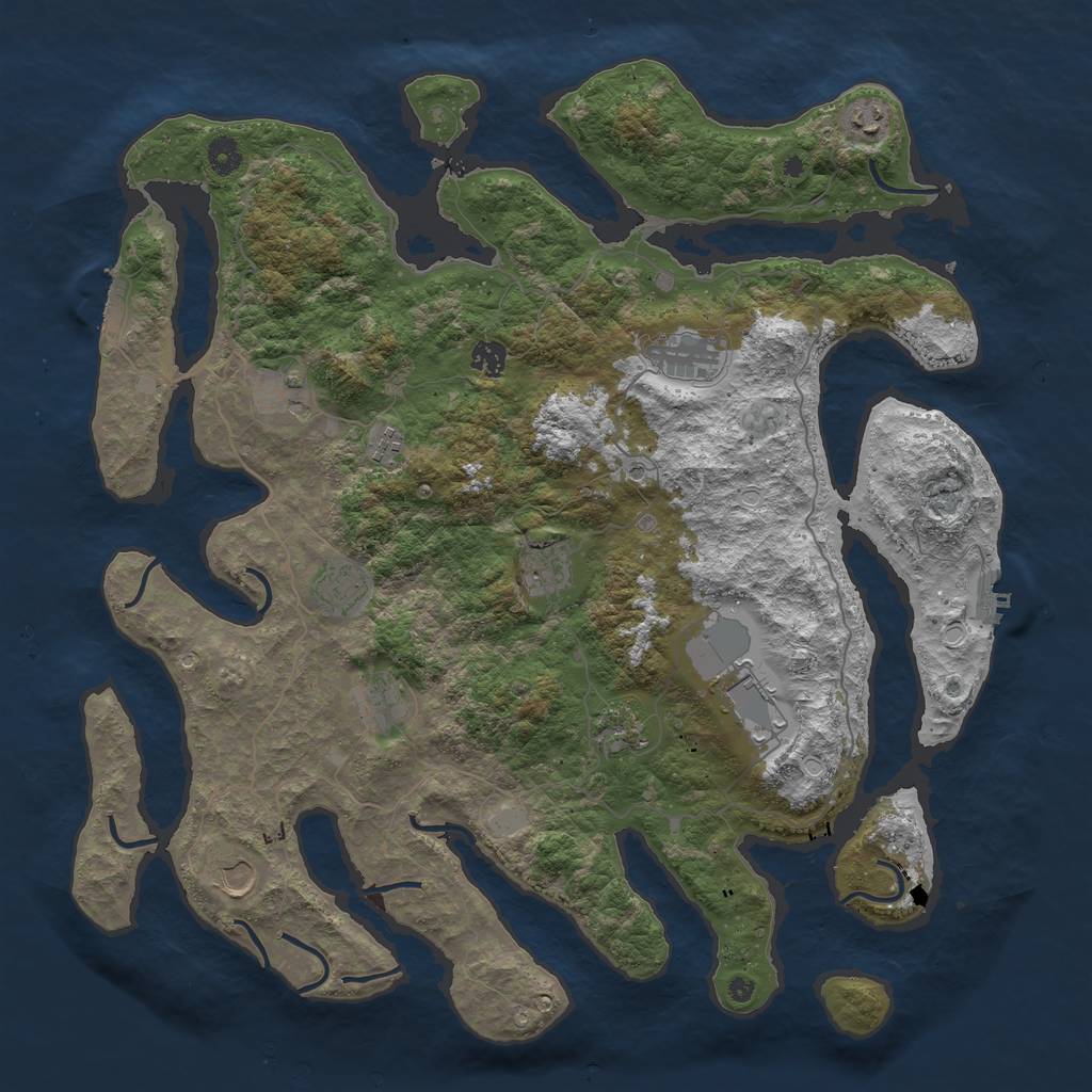 Rust Map: Procedural Map, Size: 4500, Seed: 927825160, 19 Monuments